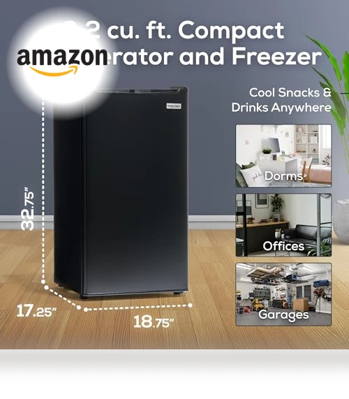 3.2 Cu.Ft. Compact Refrigerator with Freezer - Slide Out Glass Shelf — Mini Fridges, Igloo