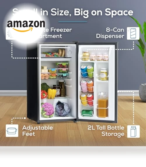 3.2 Cu.Ft. Compact Refrigerator with Freezer - Slide Out Glass Shelf — Mini Fridges, Igloo