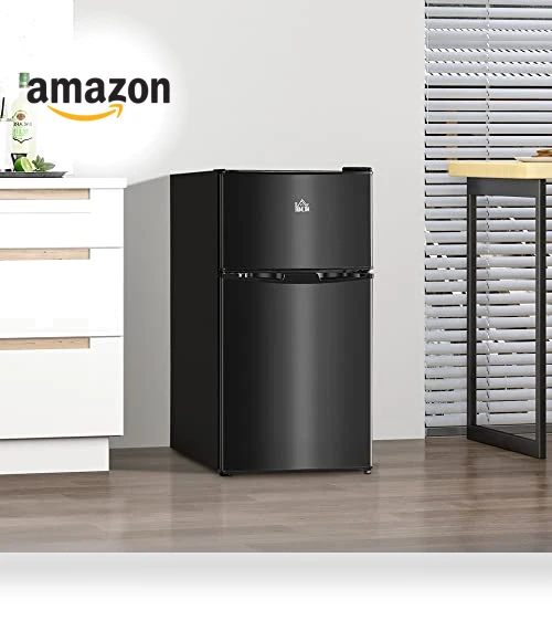 3.2 Cu.Ft Mini Fridge with Freezer, Double Door Compact Refrigerator — Mini Fridges, HOMCOM