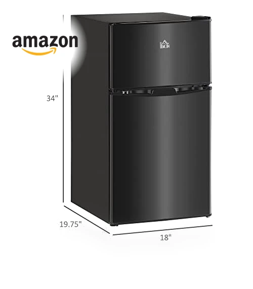 3.2 Cu.Ft Mini Fridge with Freezer, Double Door Compact Refrigerator — Mini Fridges, HOMCOM