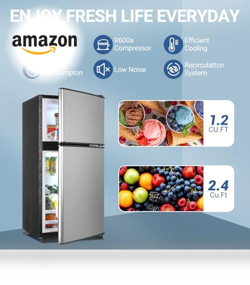 3.6 Cu. Ft. Mini Refrigerator with Freezer, Compact Fridge for Dorm, Apartment, Office — Mini Fridges, Zyerch