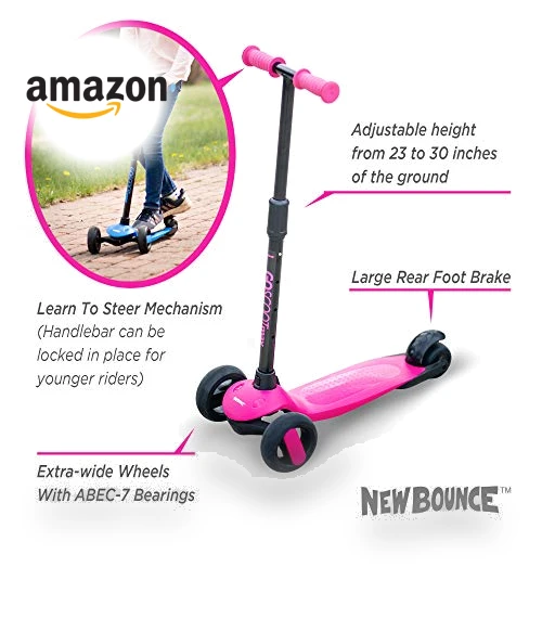 3 Wheel Scooter for Kids with Adjustable Handlebar - Perfect for Ages 3-10 — Electric Vehicles, New Bounce