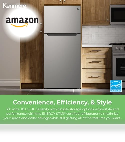 30" Top Freezer Refrigerator with Adjustable Glass Shelving, Humidity Control Crispers — Mini Fridges, Kenmore