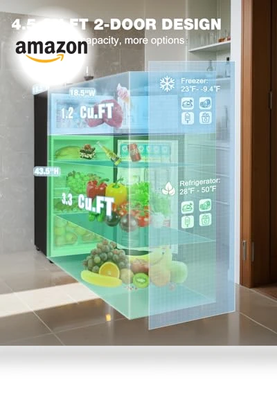4.5 Cu.Ft Double Door Mini Refrigerator with Freezer — Mini Fridges, Tehanld