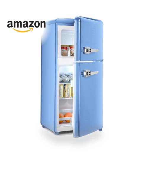 4 Cu. Ft. Retro Mini Refrigerator with Freezer, Adjustable Thermostat, Removable Shelves — Mini Fridges, OOTDAY