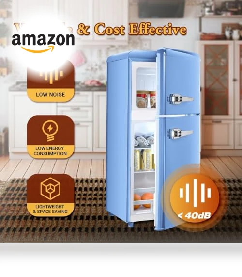4 Cu. Ft. Retro Mini Refrigerator with Freezer, Adjustable Thermostat, Removable Shelves — Mini Fridges, OOTDAY