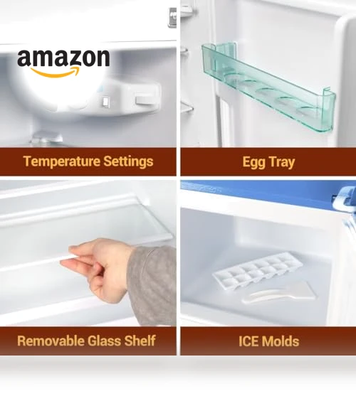 4 Cu. Ft. Retro Mini Refrigerator with Freezer, Adjustable Thermostat, Removable Shelves — Mini Fridges, OOTDAY