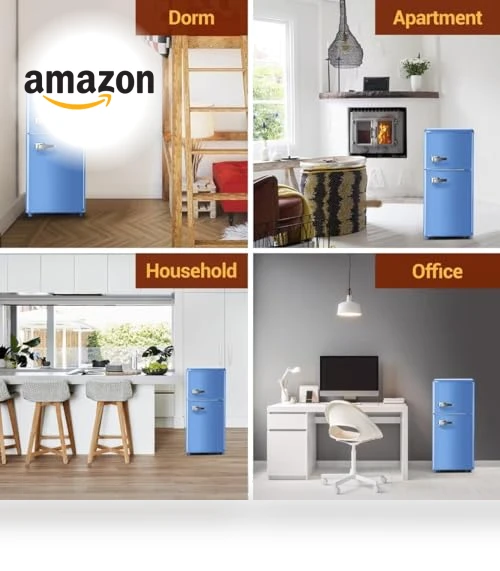 4 Cu. Ft. Retro Mini Refrigerator with Freezer, Adjustable Thermostat, Removable Shelves — Mini Fridges, OOTDAY