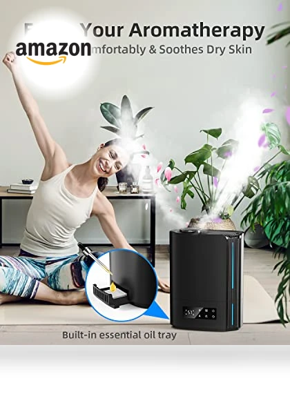6L Ultrasonic Cool Mist Humidifier with Essential Oil Diffuser — Air Moisturizers, BREEZOME