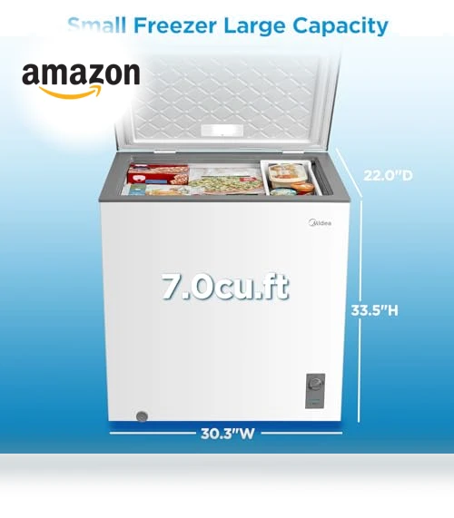 7.0 Cubic Feet Chest Freezer Convertible, White — Mini Fridges, Midea