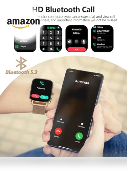 AI Voice Smartwatch for Women with Heart Rate Monitor, IP68 Waterproof — Smartwatches, SOUYIE