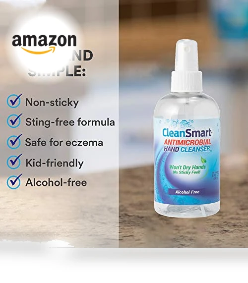Antimicrobial Skin & Hand Cleanser, Alcohol-Free Safe Cleanser — No-Rinse Cleansers, CleanSmart