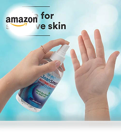 Antimicrobial Skin & Hand Cleanser, Alcohol-Free Safe Cleanser — No-Rinse Cleansers, CleanSmart