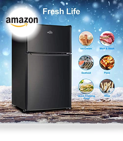 Compact Refrigerator with Freezer, Adjustable Thermostat, Reversible Doors, 3.1 Cu.Ft — Mini Fridges, Walsh