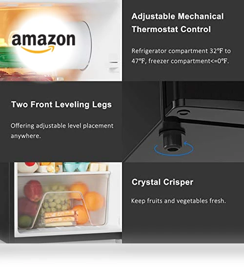 Compact Refrigerator with Freezer, Adjustable Thermostat, Reversible Doors, 3.1 Cu.Ft — Mini Fridges, Walsh