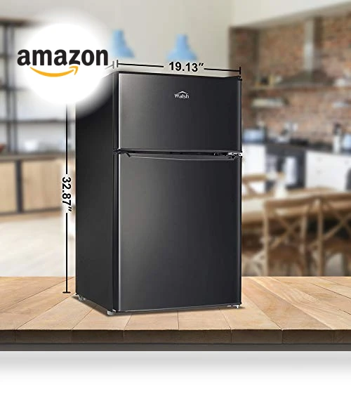 Compact Refrigerator with Freezer, Adjustable Thermostat, Reversible Doors, 3.1 Cu.Ft — Mini Fridges, Walsh