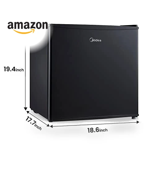 Compact Single Reversible Door Refrigerator, 1.6 Cubic Feet, Black — Mini Fridges, Midea