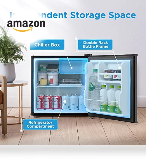Compact Single Reversible Door Refrigerator, 1.6 Cubic Feet, Black — Mini Fridges, Midea