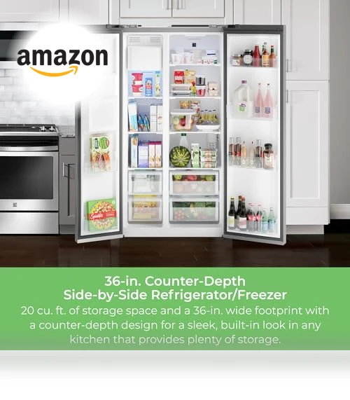 Counter-Depth Side Refrigerator/Freezer with Water Dispenser, Ice Maker, Stainless Steel — Cooling Solutions, Kenmore