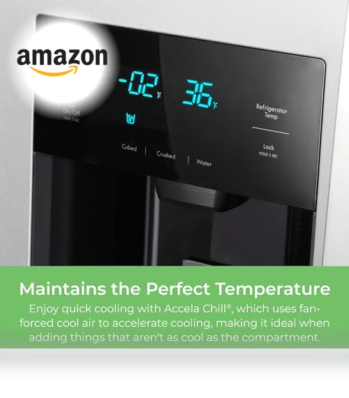 Counter-Depth Side Refrigerator/Freezer with Water Dispenser, Ice Maker, Stainless Steel — Cooling Solutions, Kenmore