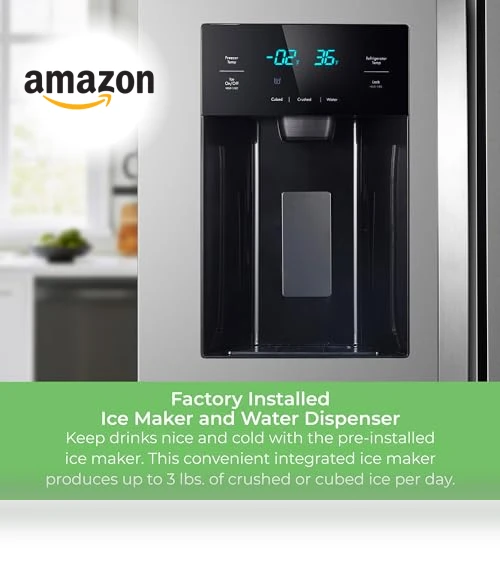 Counter-Depth Side Refrigerator/Freezer with Water Dispenser, Ice Maker, Stainless Steel — Cooling Solutions, Kenmore
