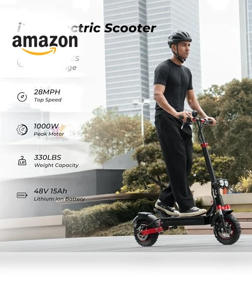 Electric Scooter, 40 Miles Long Range & 28 MPH Top Speed E Scooter, 11" Offroad Pneumatic Tire Scooter for Adults — Electric Vehicles, iScooter
