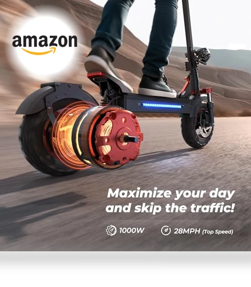 Electric Scooter, 40 Miles Long Range & 28 MPH Top Speed E Scooter, 11" Offroad Pneumatic Tire Scooter for Adults — Electric Vehicles, iScooter