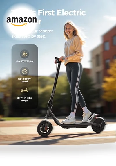 Electric Scooter with Front Suspension, 8.5 Solid Tires, 300W Motor, Smart APP Control — Electric Vehicles, MEGAWHEELS