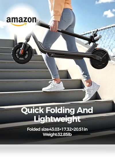 Electric Scooter with Front Suspension, 8.5 Solid Tires, 300W Motor, Smart APP Control — Electric Vehicles, MEGAWHEELS