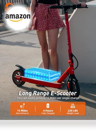 Electric Scooter with Turn Signals, 19 MPH Max Speed, 15 Miles Range — Push Scooters, ECOROAD