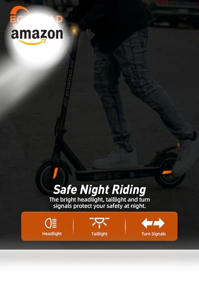 Electric Scooter with Turn Signals, 19 MPH Max Speed, 15 Miles Range — Push Scooters, ECOROAD