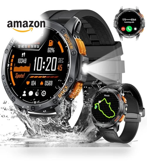 GPS Military Smart Watch with AMOLED Display, 100+ Sports Modes, IP68 Waterproof — Smartwatches, LIGE