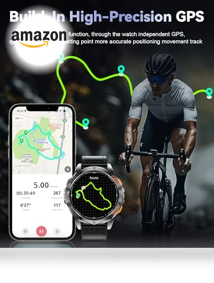 GPS Military Smart Watch with AMOLED Display, 100+ Sports Modes, IP68 Waterproof — Smartwatches, LIGE