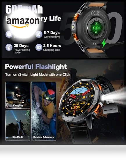 GPS Military Smart Watch with AMOLED Display, 100+ Sports Modes, IP68 Waterproof — Smartwatches, LIGE