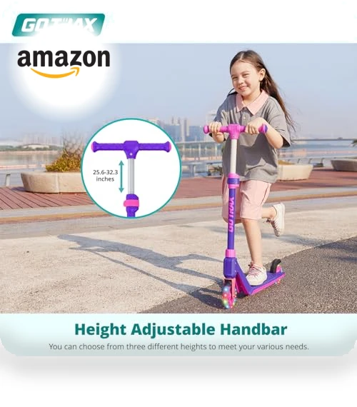 Kick Scooter for Kids with LED Lighted Wheels, Adjustable Handlebars — Electric Vehicles, Gotrax
