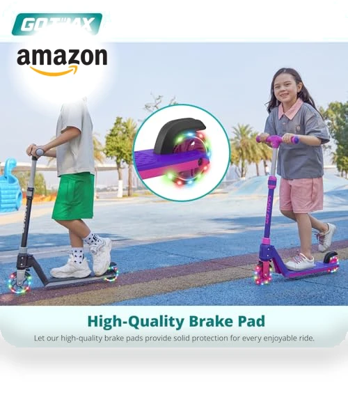 Kick Scooter for Kids with LED Lighted Wheels, Adjustable Handlebars — Electric Vehicles, Gotrax