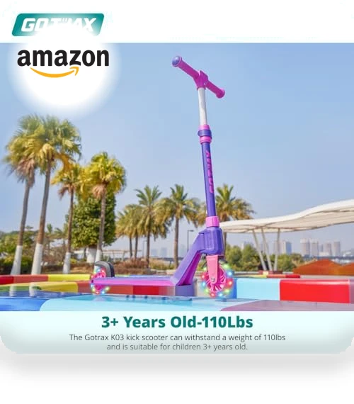 Kick Scooter for Kids with LED Lighted Wheels, Adjustable Handlebars — Electric Vehicles, Gotrax