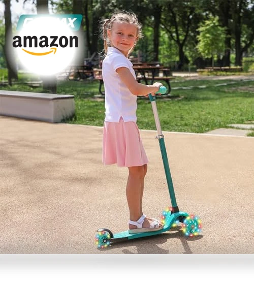 Kids Kick Scooter with LED Lighted Wheels and Adjustable Handlebars — Balance Bikes, Gotrax