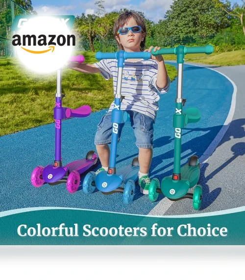 Kids Kick Scooter with LED Wheels and Adjustable Handlebars — Push Scooters, Gotrax
