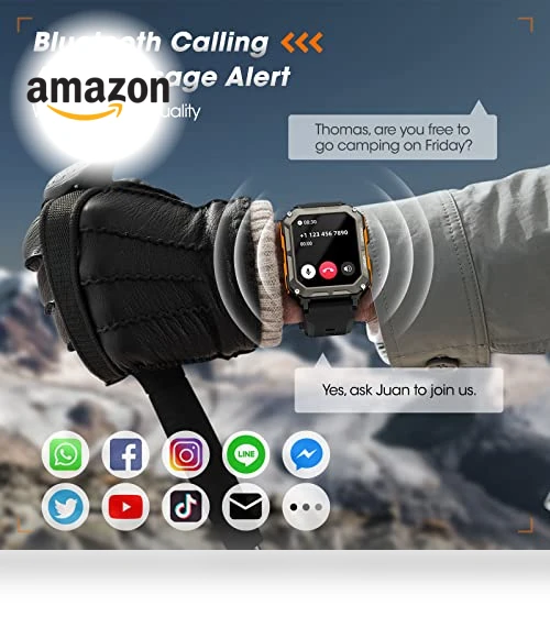 Military Smart Watch with Blood Pressure Monitor, 10 ATM Waterproof Fitness Tracker — Smartwatches, Rgthuhu