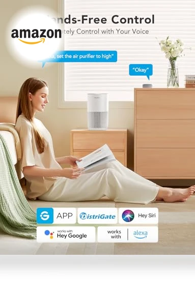 Mini Air Purifier with HEPA Smart Filter, App & Alexa Control — Electrostatic Air Purifiers, GoveeLife