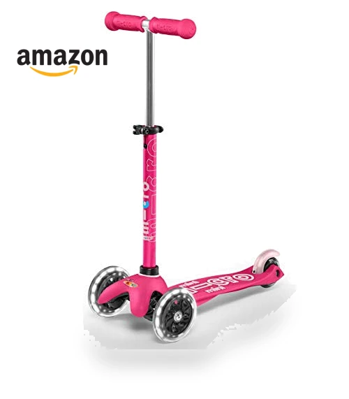 Mini Deluxe LED Three-Wheeled Lean-to-Steer Scooter — Balance Bikes, Micro