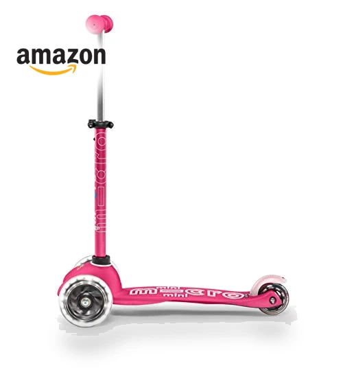 Mini Deluxe LED Three-Wheeled Lean-to-Steer Scooter — Balance Bikes, Micro