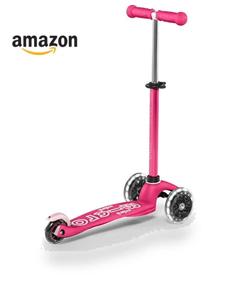 Mini Deluxe LED Three-Wheeled Lean-to-Steer Scooter — Balance Bikes, Micro