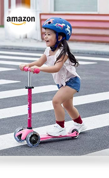 Mini Deluxe LED Three-Wheeled Lean-to-Steer Scooter — Balance Bikes, Micro