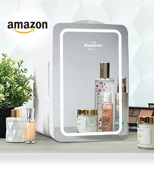 Mini Fridge with Lighted Makeup Mirror - 6L Portable Cooler for Skincare — Mini Fridges, Koolatron