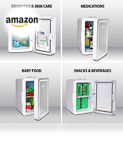 Mini Fridge with Lighted Makeup Mirror - 6L Portable Cooler for Skincare — Mini Fridges, Koolatron