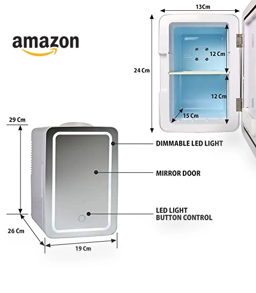 Mini Fridge with Lighted Makeup Mirror - 6L Portable Cooler for Skincare — Mini Fridges, Koolatron