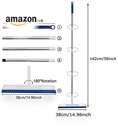 Multifunction Magic Air Broom, 4 in 1 Rubber Squeegee Sweeper for Floor Bathroom Kitchen Shower Tile Pet Hair — Sweepers, Euedue