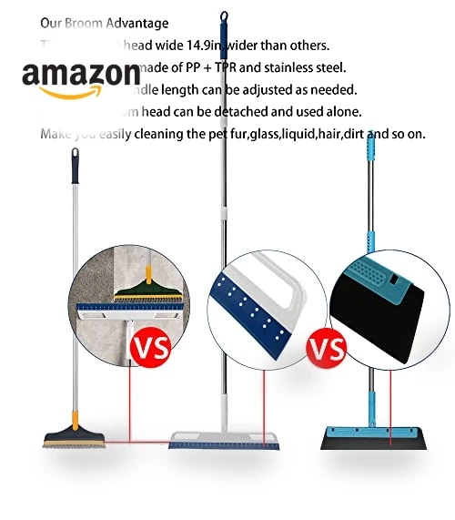 Multifunction Magic Air Broom, 4 in 1 Rubber Squeegee Sweeper for Floor Bathroom Kitchen Shower Tile Pet Hair — Sweepers, Euedue